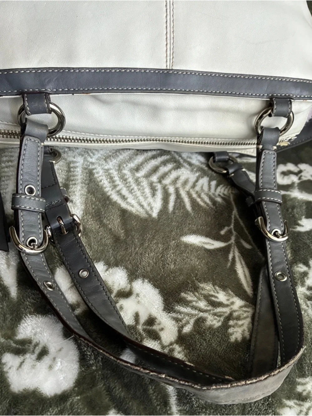 Coach Two-Tone Leather Shoulder Bag in Light Gray and white - Picture 11 of 16